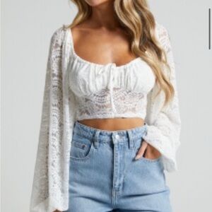 NWT Showpo White Lace Crop Top